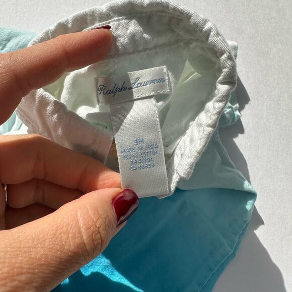 Ralph Lauren White/Blue Ombre Button Down Romper, EUC, Sz 3mo (AA2) - Picture 4 of 5